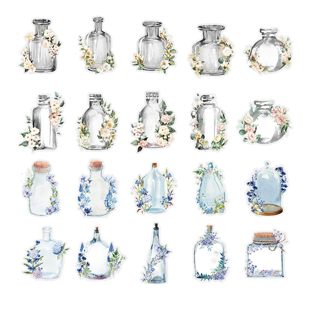 GOOD DAY Watercolor Plant & Bottle Theme Stickers 60PCS