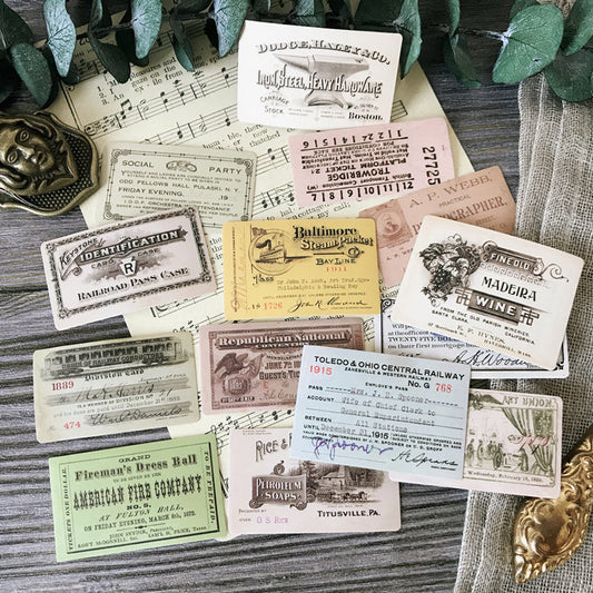 Vintage Ticket Stickers 14PCS