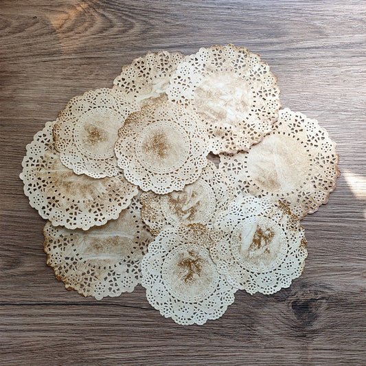 Handmade Coffee Dyed Lace Material Paper